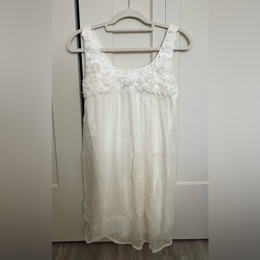 Sam & Max Ivory Rosette Mini Dress